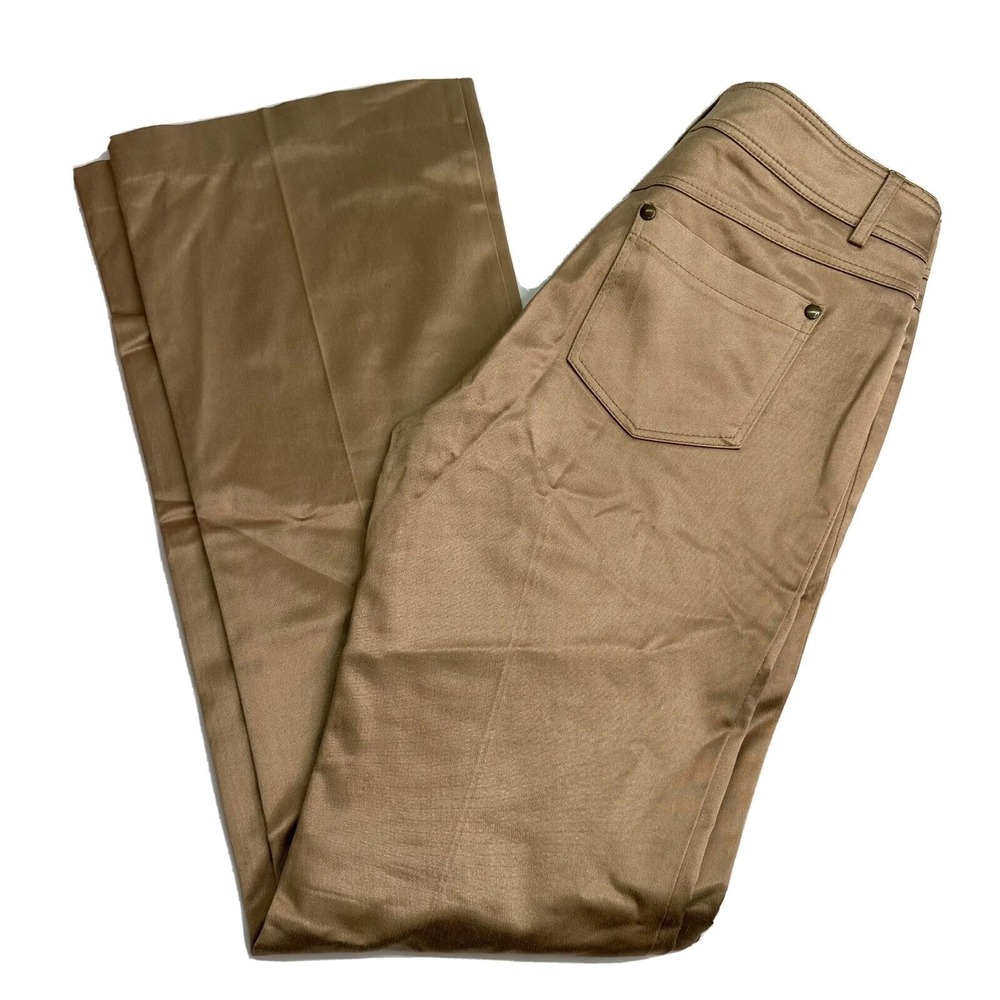 Cache Women's Dress Pants Beige Size 4 Regular Fit Straight Leg Cotton USA Made